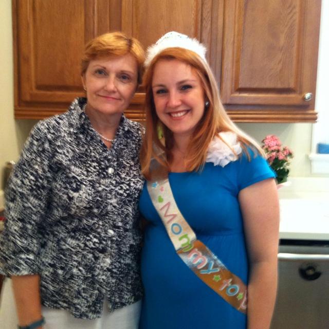 With my mom at the baby shower.